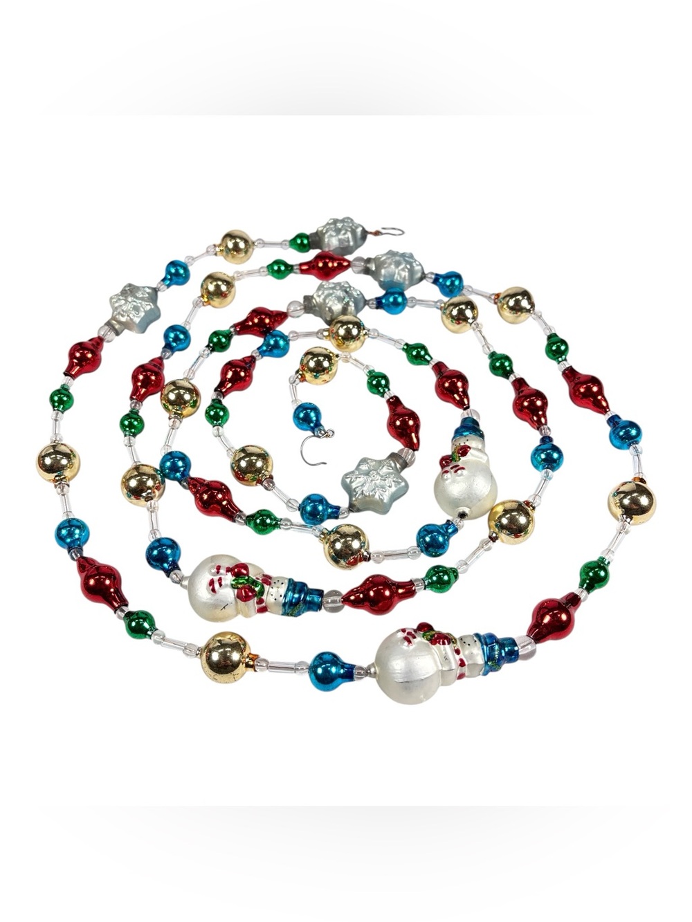 Thomas Pacconi 92” Snowman & Snowflake Blown Mercury Glass Christmas Garland